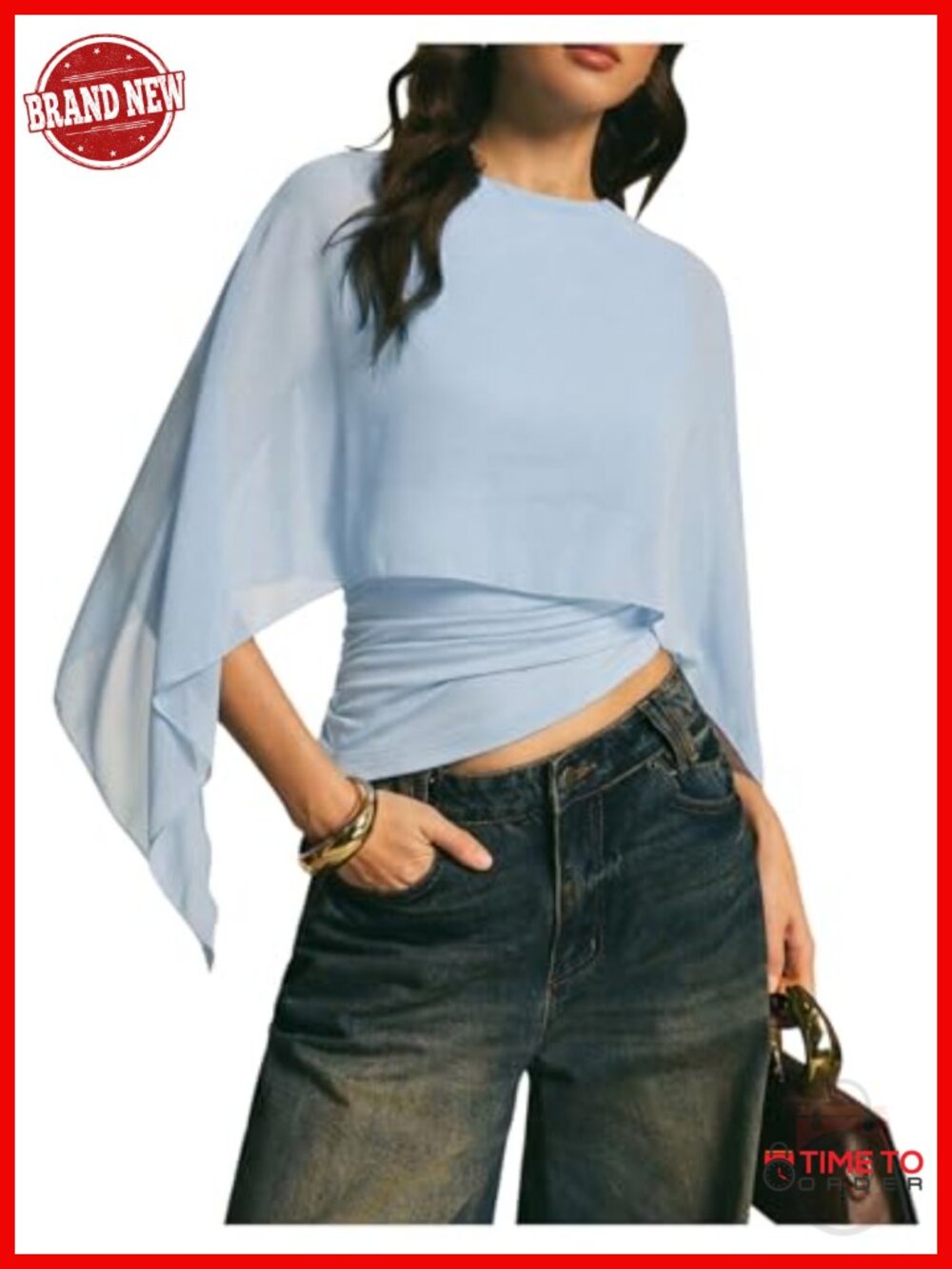 Women's Sheer Chiffon Layered Asymmetrical Blouse Top
